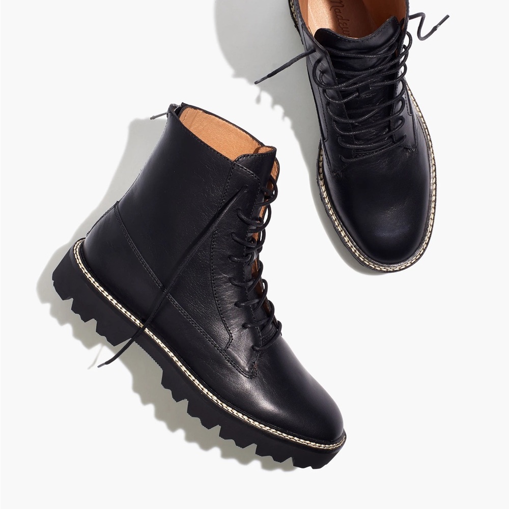Madewell The Citywalk Lugsole Lace-Up Boot in Leather